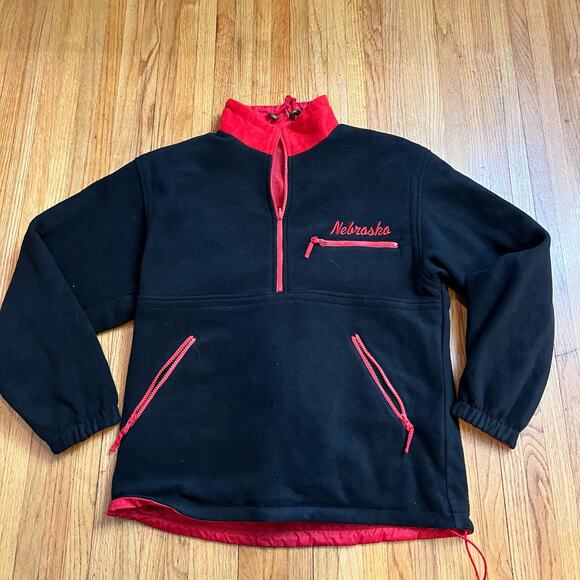 Champion Jacket Mens Small Nebraska Huskers Half Zip Reversible Coat Fleece - Picture 4 of 8